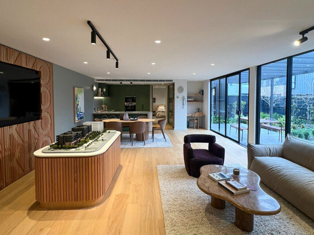 Pre-engineered modular building structure on commercial construction site