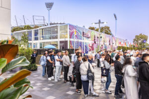 SPACECUBE modular hospitality structure at the Australian Open 2026 with crowds outside