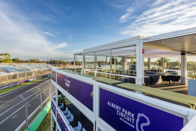 TURN 8 LAKESIDE 🏁 Another large modular structure built using SPACECUBE's Build System for the F1 Australian Grand Prix. Three-levels high with 360 degree panoramic views of the racetrack, lake and city landscape, this hospitality facility was reused and reconfigured from the previous year's event with a beautiful fit out by @danneventhire 

The full suite of SPACECUBE products were used to create this structure which was onsite for the duration of the event, before it will be flat-packed and repurposed for another use in another location. A huge thank you to the @ausgp for their ongoing support and belief in our system. 

Scalable. Sustainable. Simpler.
www.spacecube.com
#AusGP #F1 #Corporate Hospitality #ModularStructures