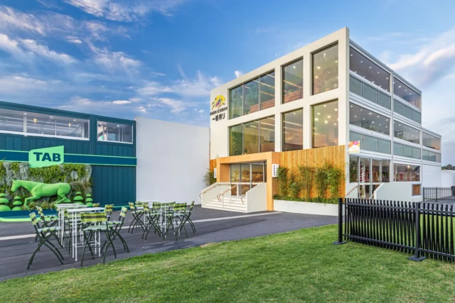 The stunning finishing touches of Kirin Ichiban's hospitality structure in the Birdcage, at this year's Melbourne Cup Carnival, perfectly reflects the Japanese brands confident and creative energy. It is always exciting to work with such creative brands, clients and partners, and see how they personalise their SPACECUBE modular structure, to create a memorable experience for their guests. Well done @lionbeverages @made.experiences @maake.agency 

Built using our reusable and reconfigurable build system, this 648sqm three-storey modular structure has been designed to have views of the track on every level. The use of SPACECUBE's ceiling battens ties in the the clean lines of the fit out detailing. What a serene place to enjoy a cold Kirin and catch all the action at this week's carnival!

#MelbCupCarnival #LoveCupWeek #ModularStructures #NotOrdinary