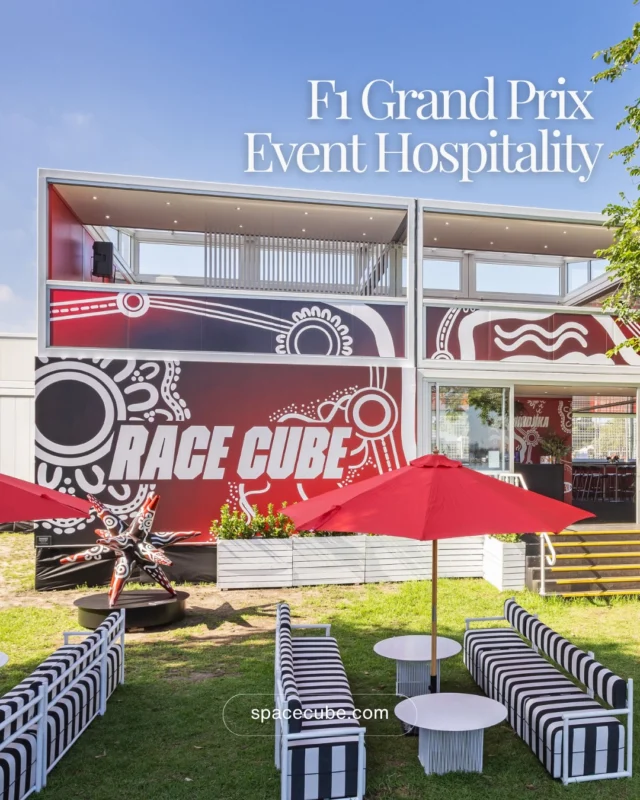 Racing red in RACECUBE! For its 7th year running the Racecube hospitality suite has returned to the F1 Australian Grand Prix. Each year our system is reused and reconfigured to a new layout. The SPACECUBE Build System is a truly modular system, which can be joined side by side, end to end or stacked on top of each other to create a multi-level structure. 
🏎️🏁 @ausgp @_iedm @danneventhire 
Scalable. Sustainable. Simpler.
#AusGP #F1 #ModularStructures #NotOrdinary