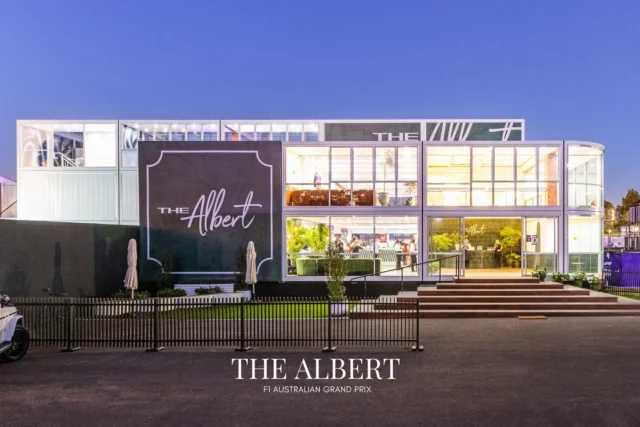 ‘The Albert’ - 1617sqm of luxury hospitality space at the 2026 F1 Australian Grand Prix! 💚 This eye-catching modular structure was built using the SPACECUBE Build System and beautifully fit out by our client. Spanning three-levels including roof top terraces and epic views of the Albert Park racetrack 🏁 @ausgp @_iedm 
Scalable. Sustainable. Simpler.
#AusGP #F1 #ModularStructures #NotOrdinary