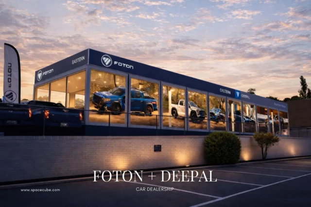 SPACECUBE is proud to deliver this semi-permanent dealership showroom for @easternfoton / @easterndeepal in Melbourne, Australia, using the SPACECUBE Build System®. Designed as a premium automotive display space, this project demonstrates how rapidly built, high-quality commercial environments can be delivered without compromising on design, durability or customer experience.

✔ Rapid 3-day build time
✔ Premium modular showroom finish
✔ Semi-permanent solution
✔ Fully reusable and repurposable system for future uses

The SPACECUBE Build System gives businesses the freedom to scale quickly, relocate easily and maximise long-term asset value through reuse.

A smarter way to build for automotive retail.
#AutomotiveRetail #Foton #Deepal #CommercialConstruction #RapidBuild