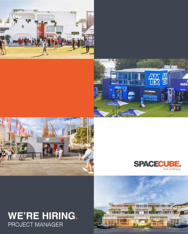 WE’RE HIRING || SPACECUBE is looking for another extraordinary Project Manager to join our Melbourne based Events team. From local events to major events and exciting brand activations in between, SPACECUBE designs and delivers premium, flat-packable modular structures all over Australia.

As a Project Manager within our Project Delivery team, this person will lead the successful delivery of event and activation projects across Australia. Responsible for managing projects from planning through to installation and completion, ensuring they are delivered safely, on time, within budget and to SPACECUBE’s high standards of quality.

Interested in learning more about the role and the SPACECUBE’s Build System? Send your CV to careers@spacecube.com

Scalable. Sustainable. Simpler.
www.spacecube.com
#Hiring #Spacecube #Jobs #NotOrdinary